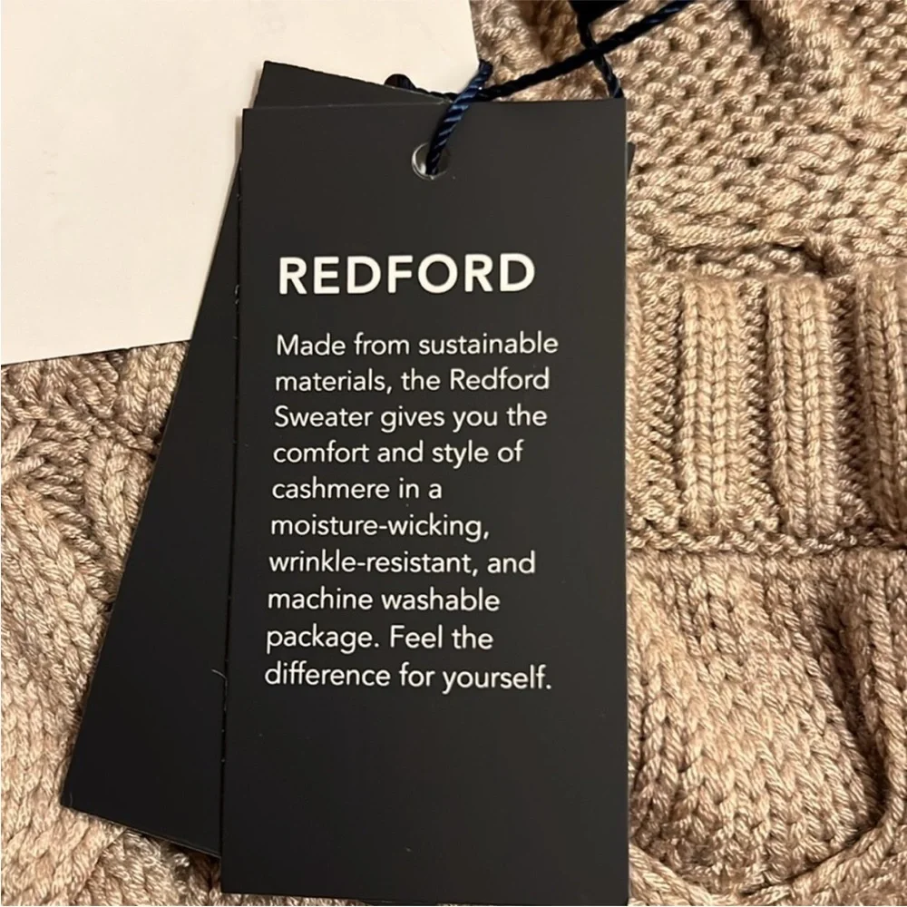 Mizzen + Main Redford Cable Knit Crewneck Sweater Mens XL Beige/Khaki NEW